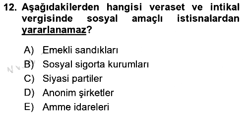 Vergi Planlaması 2023-2024 Yaz Okulu Sınavı - 12. soru