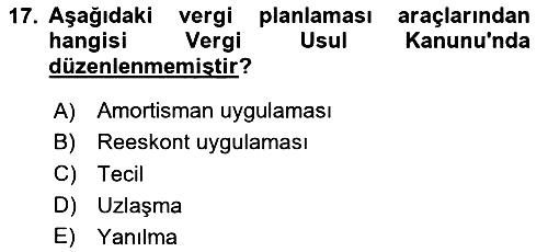 Vergi Planlaması 2023-2024 Yaz Okulu Sınavı - 17. soru