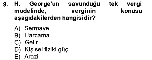 Vergi Teorisi 2012-2013 Ara Sınav - 9. soru
