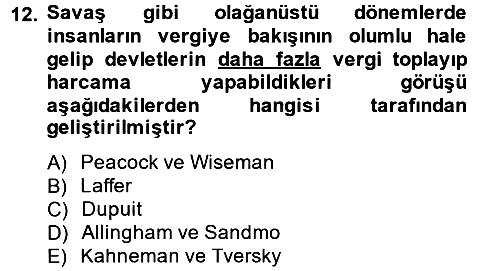 Vergi Teorisi 2012-2013 Ara Sınav - 12. soru