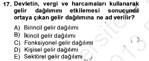 Vergi Teorisi 2012-2013 Ara Sınav - 17. soru
