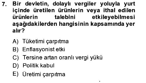 Vergi Teorisi 2013-2014 Ara Sınav - 7. soru