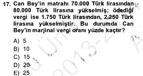 Vergi Teorisi 2013-2014 Ara Sınav - 17. soru