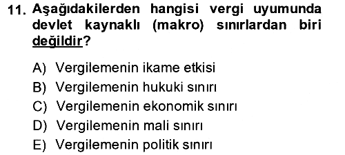 Vergi Teorisi 2014-2015 Ara Sınav - 11. soru