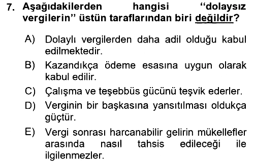 Vergi Teorisi 2015-2016 Ara Sınav - 7. soru