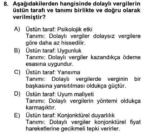 Vergi Teorisi 2017-2018 Ara Sınav - 8. soru
