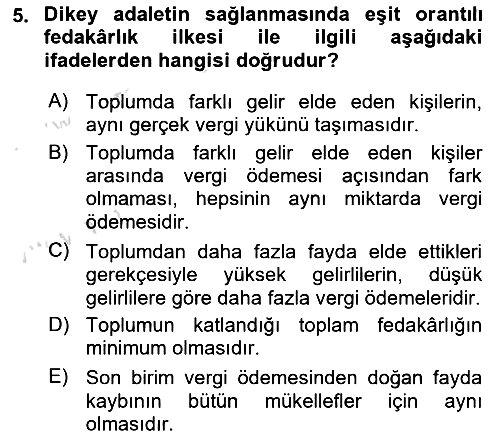 Vergi Teorisi 2023-2024 Ara Sınav - 5. soru