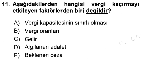 Vergi Teorisi 2023-2024 Ara Sınav - 11. soru