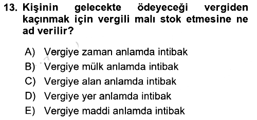 Vergi Teorisi 2023-2024 Ara Sınav - 13. soru