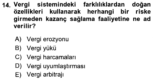 Vergi Teorisi 2023-2024 Ara Sınav - 14. soru