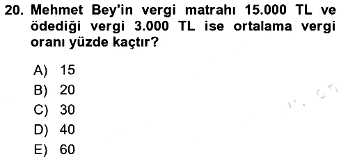Vergi Teorisi 2023-2024 Ara Sınav - 20. soru