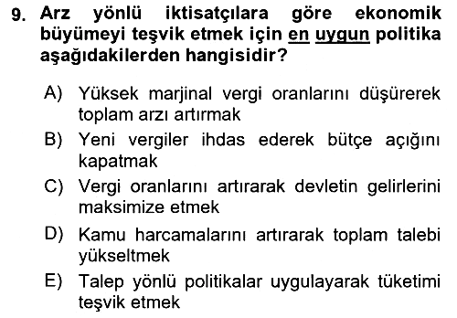 Vergi Teorisi 2024-2025 Ara Sınav - 9. soru
