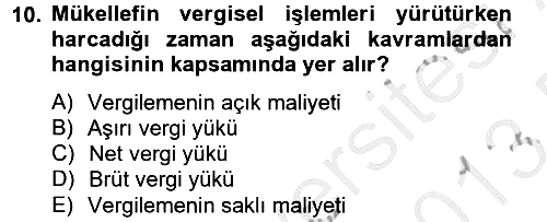Vergi Teorisi 2012-2013 Dönem Sonu Sınavı - 10. soru