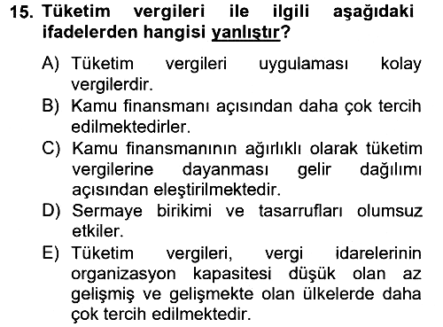 Vergi Teorisi 2012-2013 Dönem Sonu Sınavı - 15. soru
