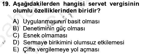Vergi Teorisi 2012-2013 Dönem Sonu Sınavı - 19. soru