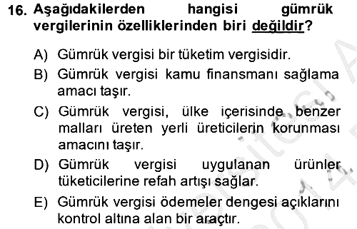 Vergi Teorisi 2013-2014 Dönem Sonu Sınavı - 16. soru