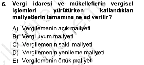 Vergi Teorisi 2014-2015 Dönem Sonu Sınavı - 6. soru