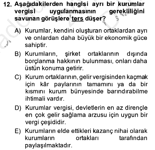 Vergi Teorisi 2014-2015 Dönem Sonu Sınavı - 12. soru