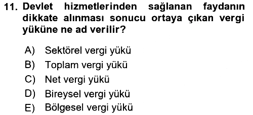 Vergi Teorisi 2015-2016 Dönem Sonu Sınavı - 11. soru