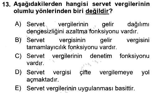 Vergi Teorisi 2015-2016 Dönem Sonu Sınavı - 13. soru
