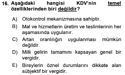 Vergi Teorisi 2015-2016 Dönem Sonu Sınavı - 16. soru