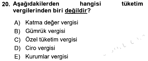 Vergi Teorisi 2015-2016 Dönem Sonu Sınavı - 20. soru
