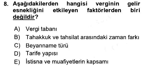 Vergi Teorisi 2017-2018 Dönem Sonu Sınavı - 8. soru