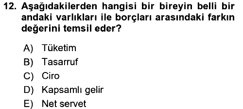 Vergi Teorisi 2017-2018 Dönem Sonu Sınavı - 12. soru