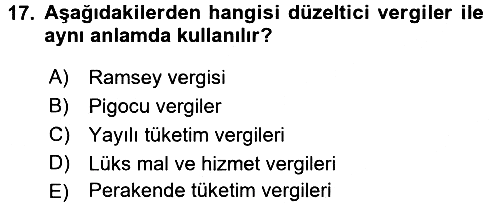 Vergi Teorisi 2017-2018 Dönem Sonu Sınavı - 17. soru