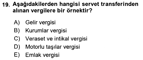Vergi Teorisi 2021-2022 Dönem Sonu Sınavı - 19. soru