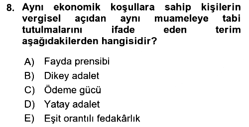 Vergi Teorisi 2018-2019 Yaz Okulu Sınavı - 8. soru