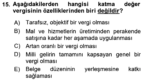 Vergi Teorisi 2018-2019 Yaz Okulu Sınavı - 15. soru