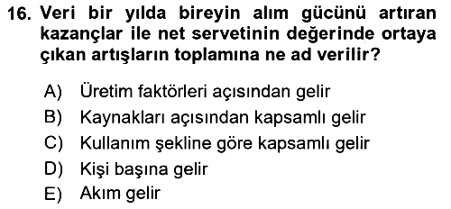 Vergi Teorisi 2021-2022 Yaz Okulu Sınavı - 16. soru