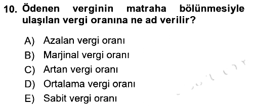Vergi Teorisi 2022-2023 Yaz Okulu Sınavı - 10. soru