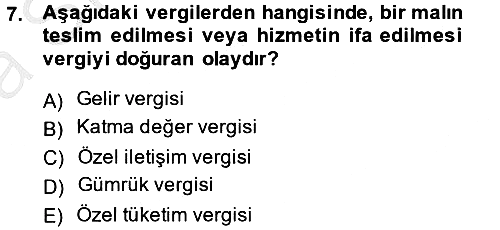 Vergi Usul Hukuku 2013-2014 Ara Sınav - 7. soru