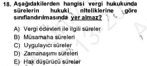 Vergi Usul Hukuku 2013-2014 Ara Sınav - 18. soru
