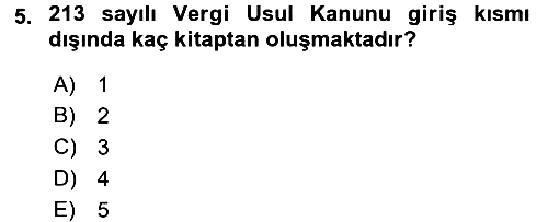 Vergi Usul Hukuku 2016-2017 Ara Sınav - 5. soru