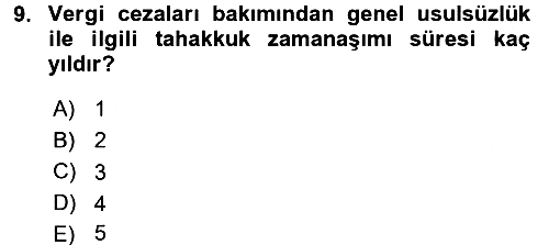 Vergi Usul Hukuku 2016-2017 Ara Sınav - 9. soru