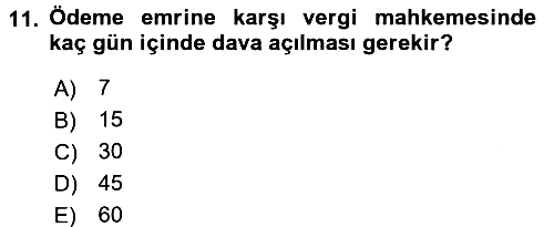 Vergi Usul Hukuku 2016-2017 Ara Sınav - 11. soru
