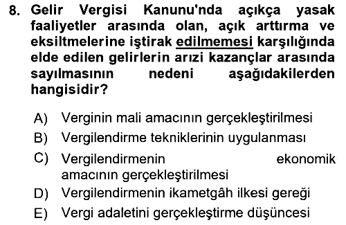 Vergi Usul Hukuku 2023-2024 Ara Sınav - 8. soru