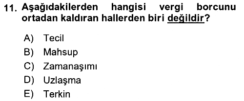 Vergi Usul Hukuku 2023-2024 Ara Sınav - 11. soru