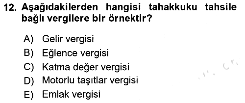 Vergi Usul Hukuku 2023-2024 Ara Sınav - 12. soru