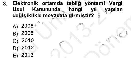 Vergi Usul Hukuku 2013-2014 Dönem Sonu Sınavı - 3. soru