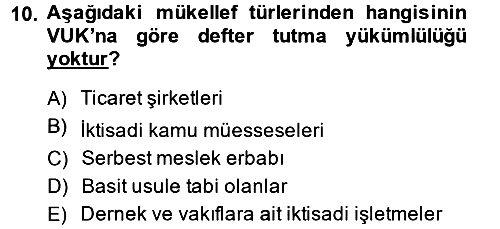 Vergi Usul Hukuku 2013-2014 Dönem Sonu Sınavı - 10. soru