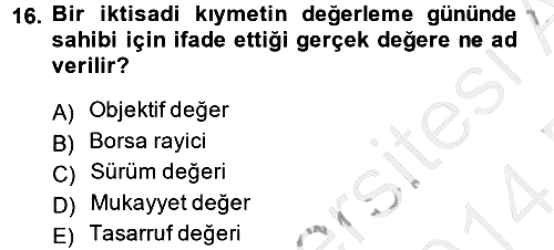 Vergi Usul Hukuku 2013-2014 Dönem Sonu Sınavı - 16. soru