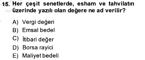 Vergi Usul Hukuku 2014-2015 Dönem Sonu Sınavı - 15. soru