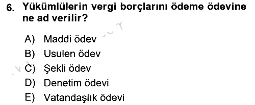 Vergi Usul Hukuku 2015-2016 Dönem Sonu Sınavı - 6. soru