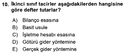 Vergi Usul Hukuku 2015-2016 Dönem Sonu Sınavı - 10. soru