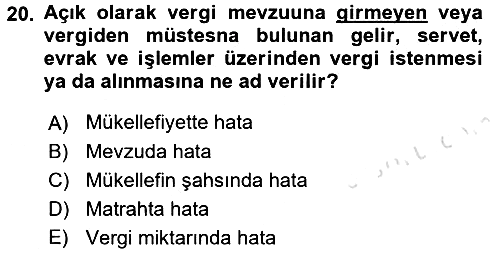 Vergi Usul Hukuku 2015-2016 Dönem Sonu Sınavı - 20. soru