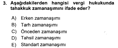 Vergi Usul Hukuku 2016-2017 Dönem Sonu Sınavı - 3. soru